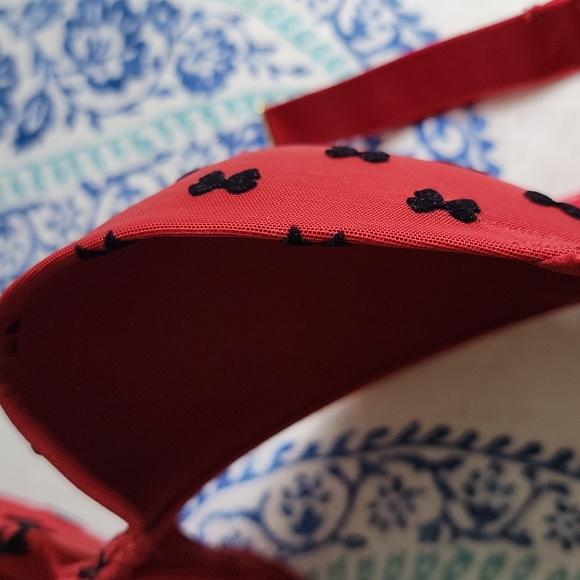 NWT STELLA McCARTNEY Red w/ Black Velvet Bows Lined Demi Bra 36C - Picture 4 of 7